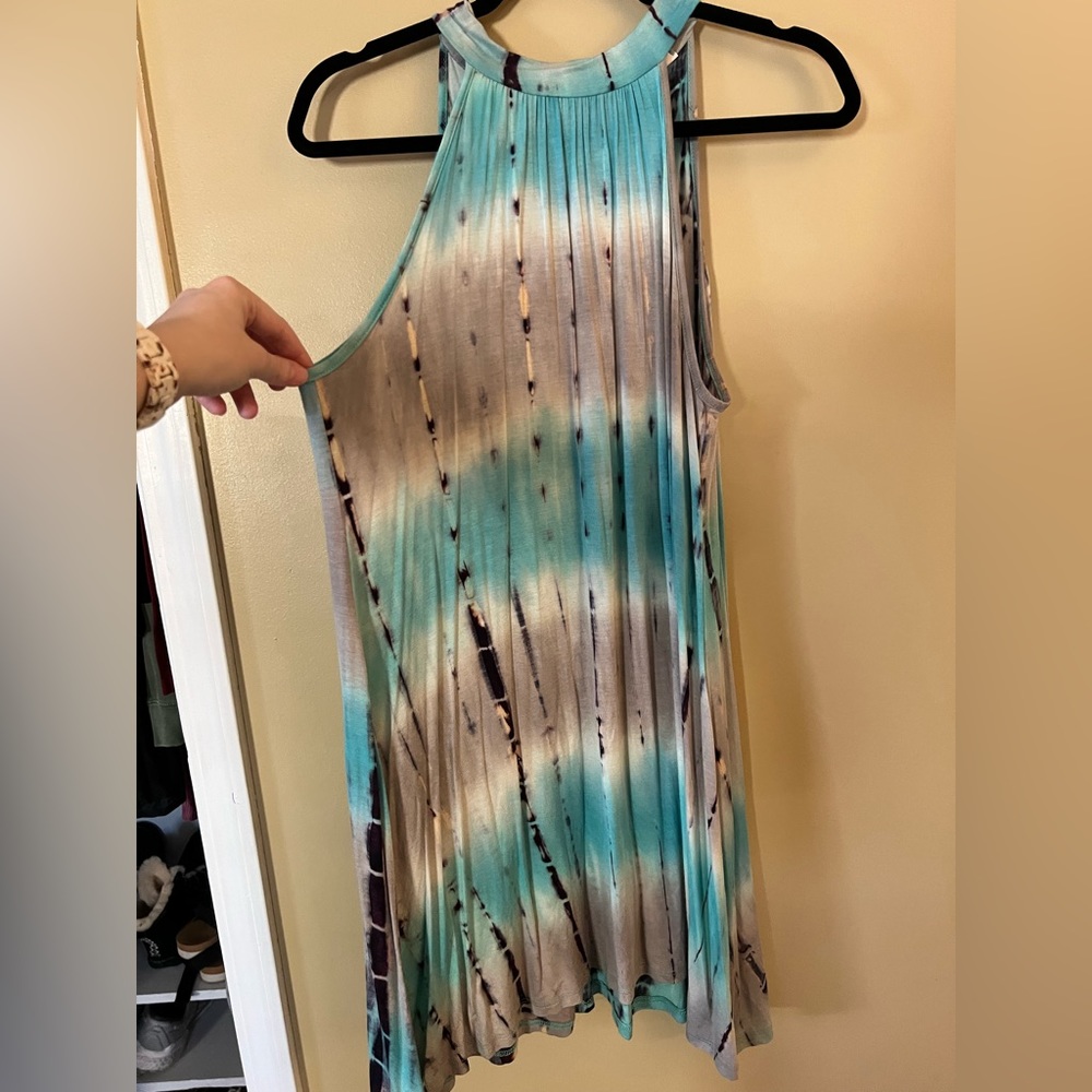 L Jodifl teal tie die dress